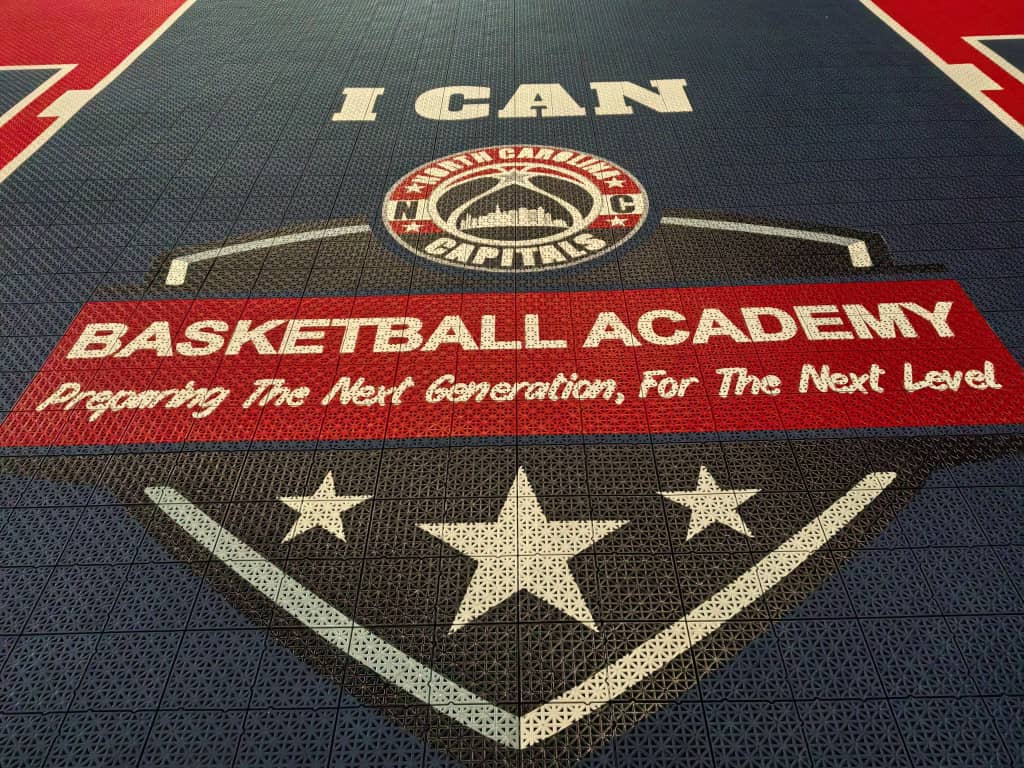 North Carolina Capitals Basketball Academy logo and custom court artwork
