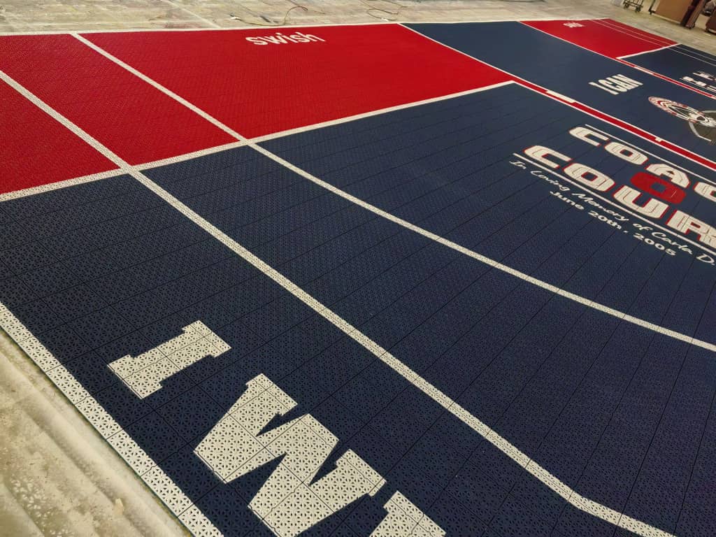 I Will lettering beside the custom Capitals training court markings