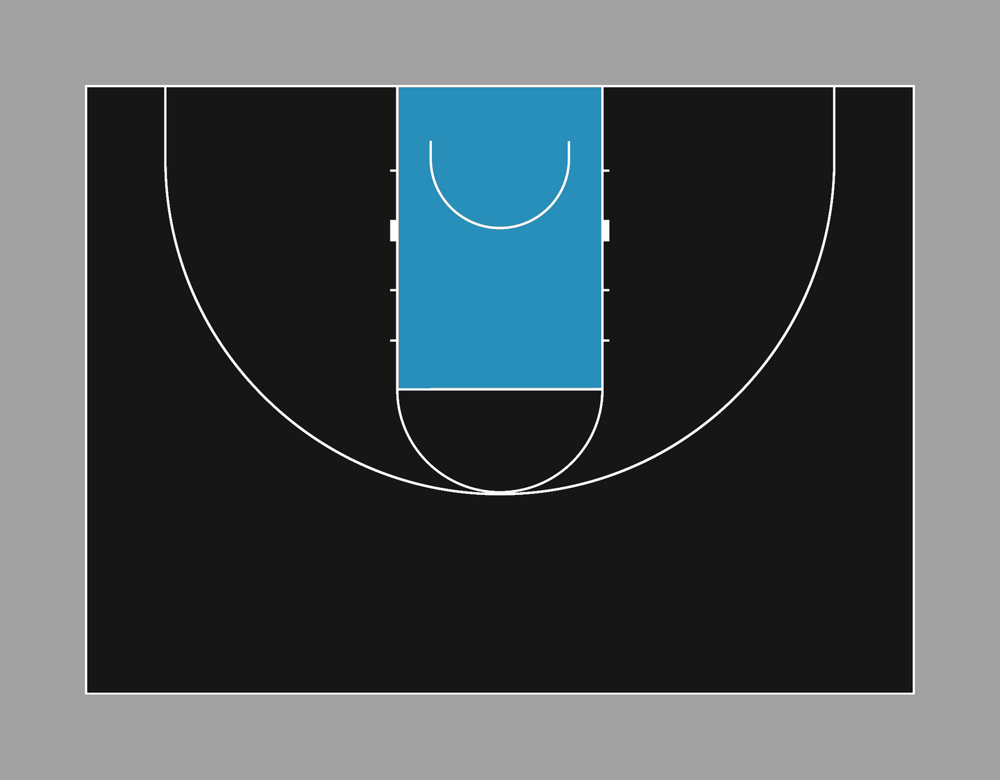 59 ft Wide x 46 ft Long Court with Basketball Lines