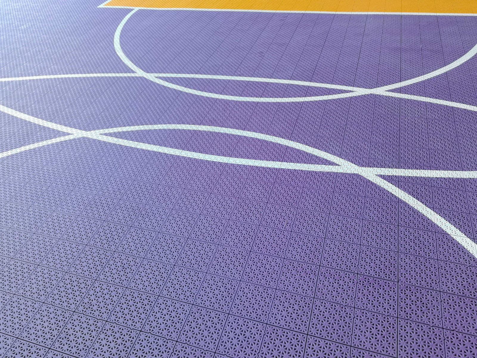B3B court surface with overlapping basketball markings