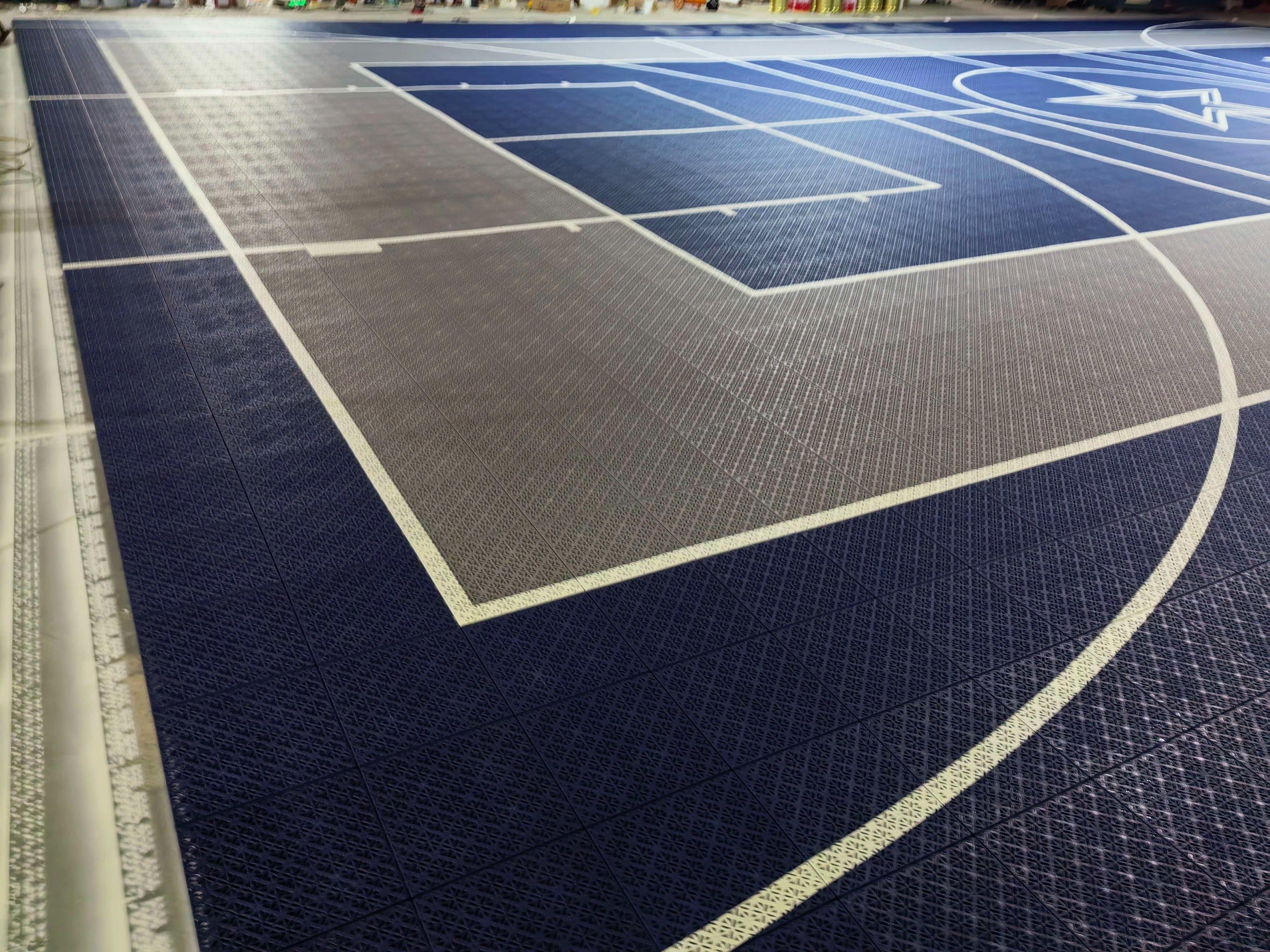 Dallas court key, arc, and contrasting silver surround assembled in the warehouse
