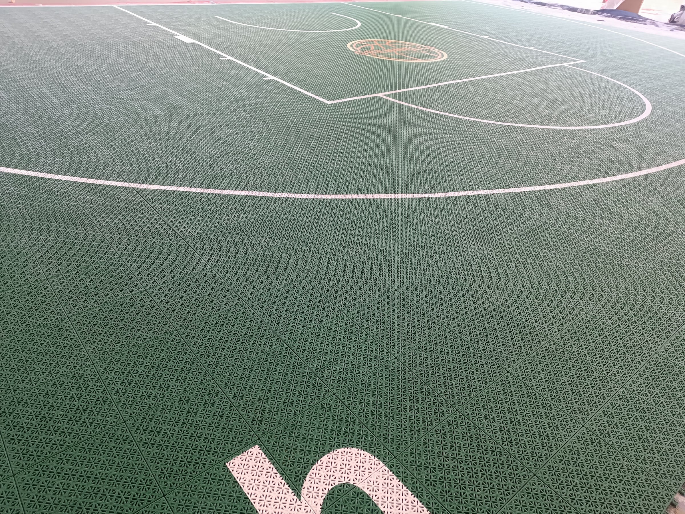 green Grennells Ashford one-hoop Elastic tile backyard basketball court in Ireland, project photo 5